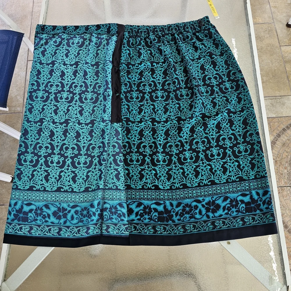 Sag Haror Boho Y2K Woman's Maxi Skirt Vintage Floral Black Teal Size 12 Modest